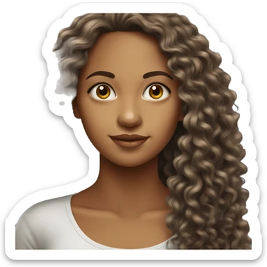 Realistic Brazilian young pretty women with a long curly hair  sticker