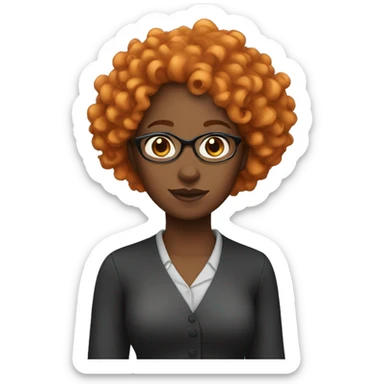 black woman, teacher with curly orange hair sticker
