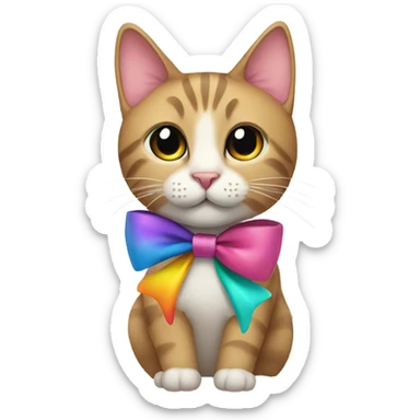Cat wearing a bow sticker