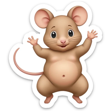 Fat baby dancing while twirling a rat above its head sticker