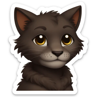 Anthro Shy Cute Cool Edgy Pretty Dark Brown Furry Feline Animal Anthro Sona sticker