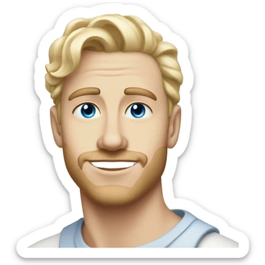 3/4 profile light curl blonde 30yo man blue eyed pale skin sticker