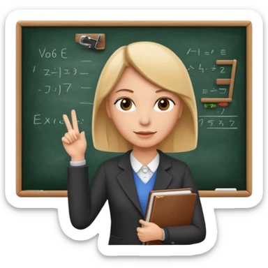 a classroom with a teacher and blackboard sticker