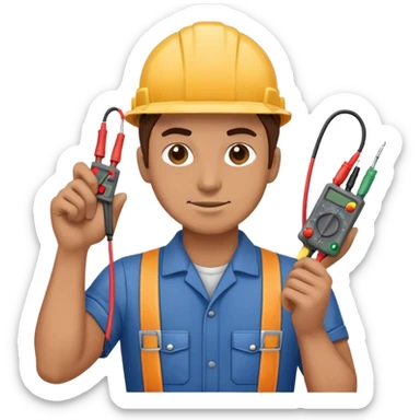 electrician holding wires sticker