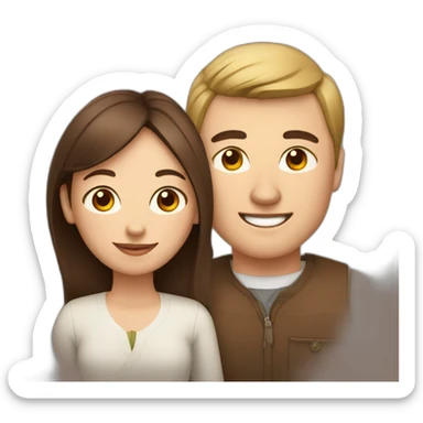 man and Chinese lady with brown Staffordshire terrier dog sticker