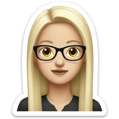 White girl with straight black hair, wearing eyeglasses  sticker