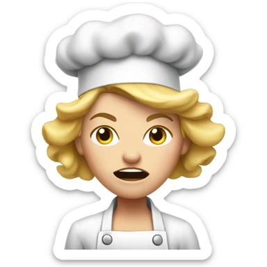 Red faced mad female chef with blonde hair sticker