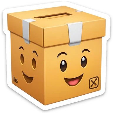 A box featuring a "?" bill design sticker