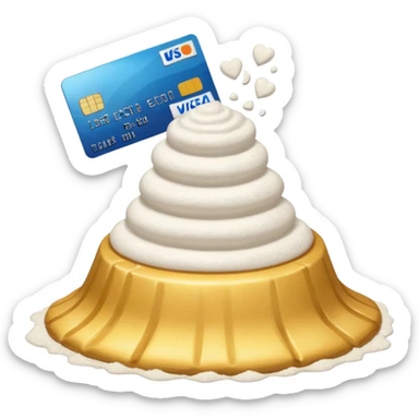 Emoji with a pile of flour and a credit card sticker