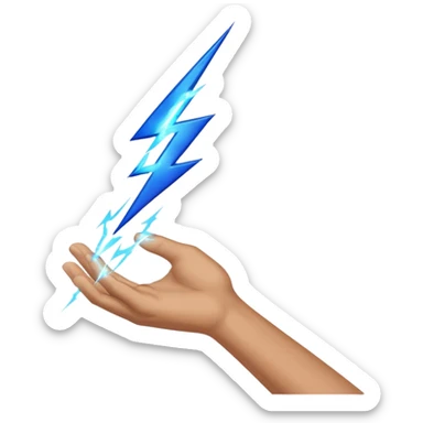 Hand catching a lightning bolt mid-air sticker