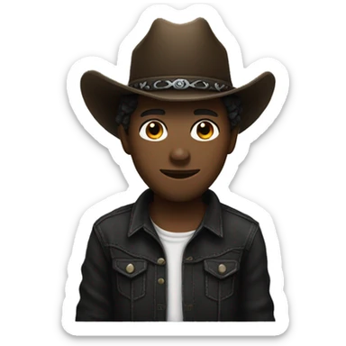 Lightskined dark face with a cowboy hat and black bandana sticker