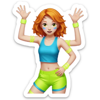 Ginger girl dancing at a rave sticker