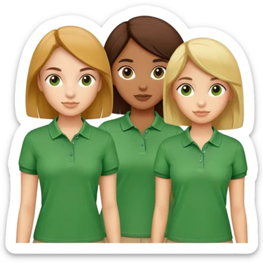 Girls with green polo t-shirts  sticker