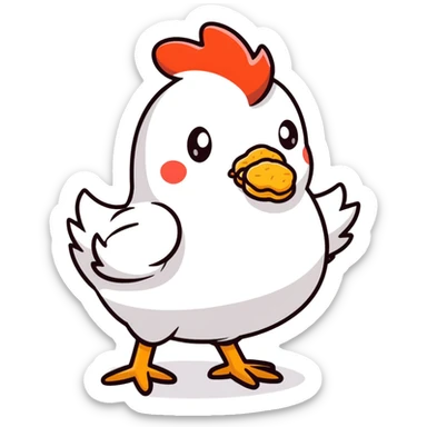 Chicken eating nugget sticker