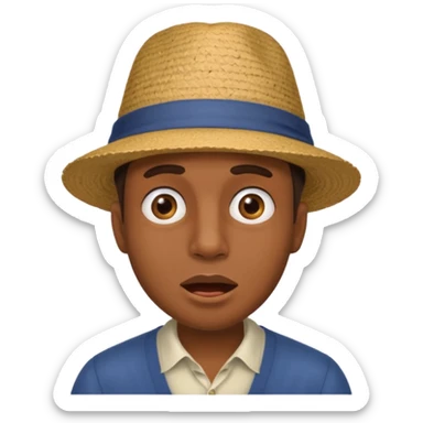 homme créole réunionnais  étonné  avec chapeau sticker