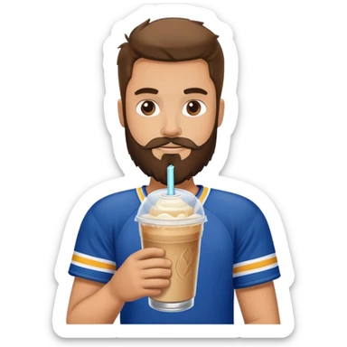 hockey player with a beard with iced coffee sticker