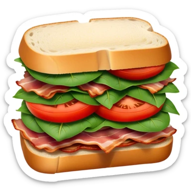 Sourdough bread sandwich with arugula and bacon and tomato slices inside sticker