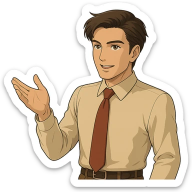Make the man more handsome in Ghibli style, remove background. sticker