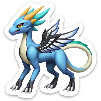 Colorful Meloetta-Zekrom-Wargreymon-Sergal-Pokémon-Digimon-Fakémon-fusion-hybrid-creature sticker