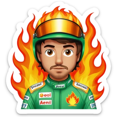 fernando alonso F1 flames green suit sticker