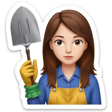 long brown hair white serious woman Gardening sticker