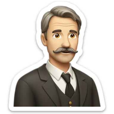 Mid age British guy with crooked moustache sticker