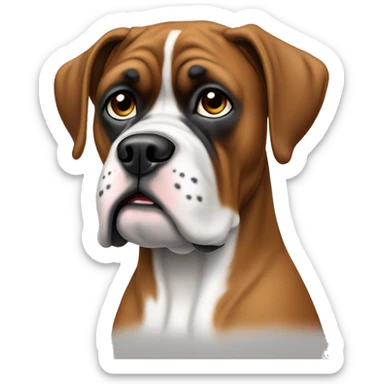 an full white color boxer dog without brown sticker