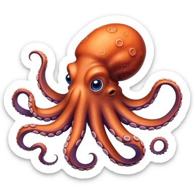 Octopus uses its clever arms to solve puzzles and explore the deep sea sticker