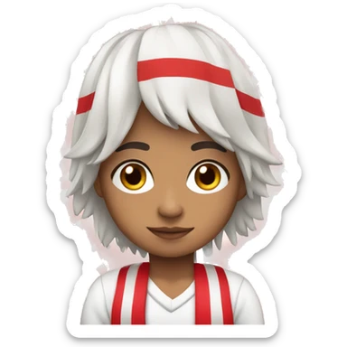 Peruvian boy wearing a Peruvian flag, white skin sticker