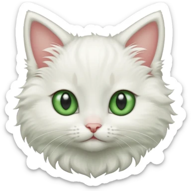 Cartoon character style absolutely gorgeous little white kitten, with large green eyes sticker