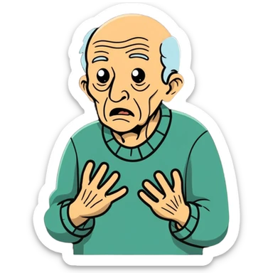 Scared old man sticker