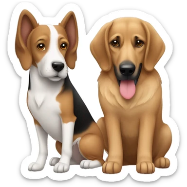 Beagle and Belgian Shepherd sharing love sticker
