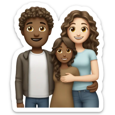 adult, couple female and male both white with brunette hair, hugging each other the guy has curly hair, and the girl has straight wavy hair ￼ ￼ sticker