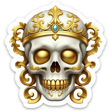 skull in gold sticker