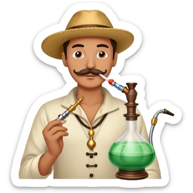 Man with a moustaches smoking a hookah sticker