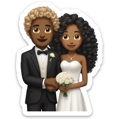 two people getting married curly hair tan skin sticker