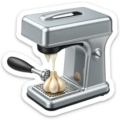 garlic being pressed in a garlic press sticker