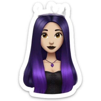 Queen gothic girl long dark black and purple hair sticker