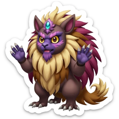 Big Brownish Divine Entei-Venonat-god (full body) sticker