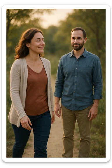 donna che va dall'uomo perchè si sente al sicuro e lo vede come una guida sticker