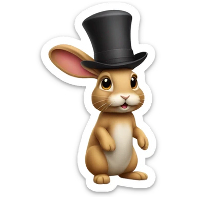 profile rabbit stands on two legs with a hat two ears sticker