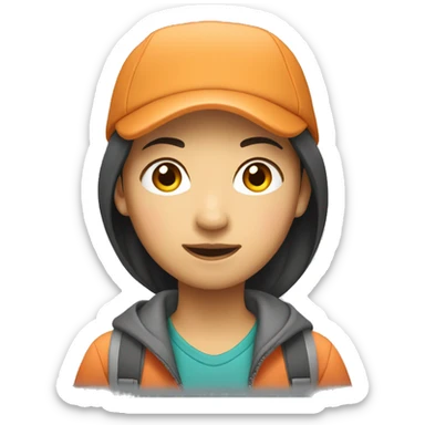 young asian female campers emoji ios  sticker