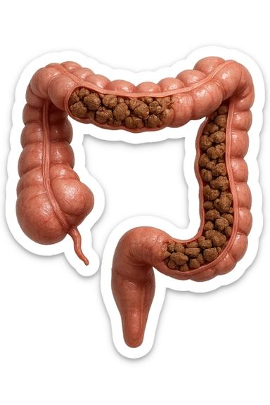 intestino umano anatomico realistico con feci spezzettate iperrealistiche nel colon sticker