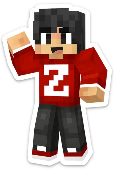 Separate the fourth character (second from right, red and white shirt) from the group, keeping the original style and quality of the image. sticker