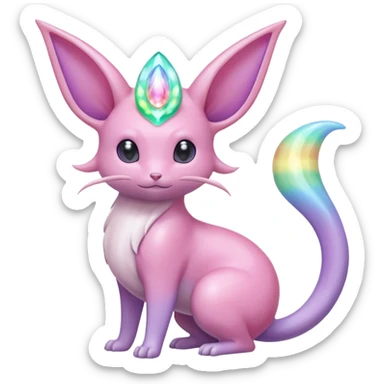 Opal-Pastel Rainbow-Glass Shiny Vapor-Soft Light-Framed Celestial Rattata-Espeon-Milotic-Fakémon-creature (full body) sticker