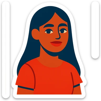 chica morena de pelo largo y liso sticker