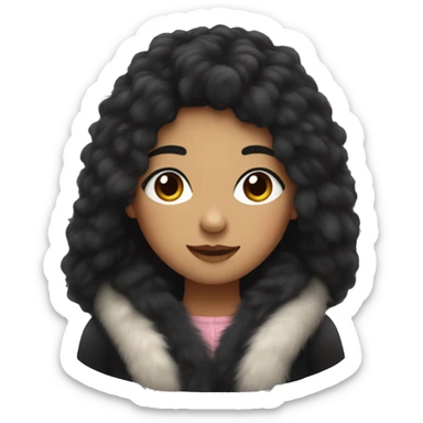 girl with black hair and full furrcoat sticker
