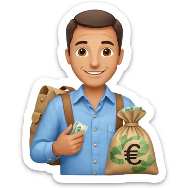 UNCLE WITH a bag of Euro MONEY sticker