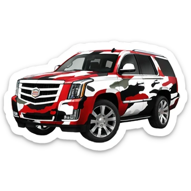  camouflage style red white and black, Cadillac Escalade sticker