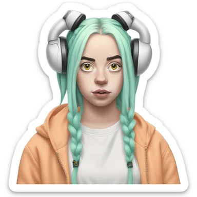 Billie eilish with space buns  sticker